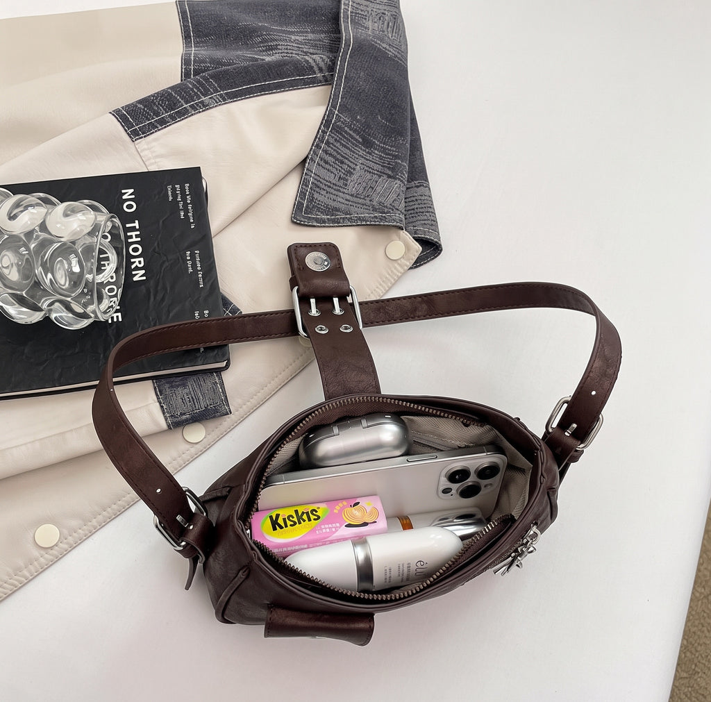 Vintage Buckle Shoulder Bag with Star Charm