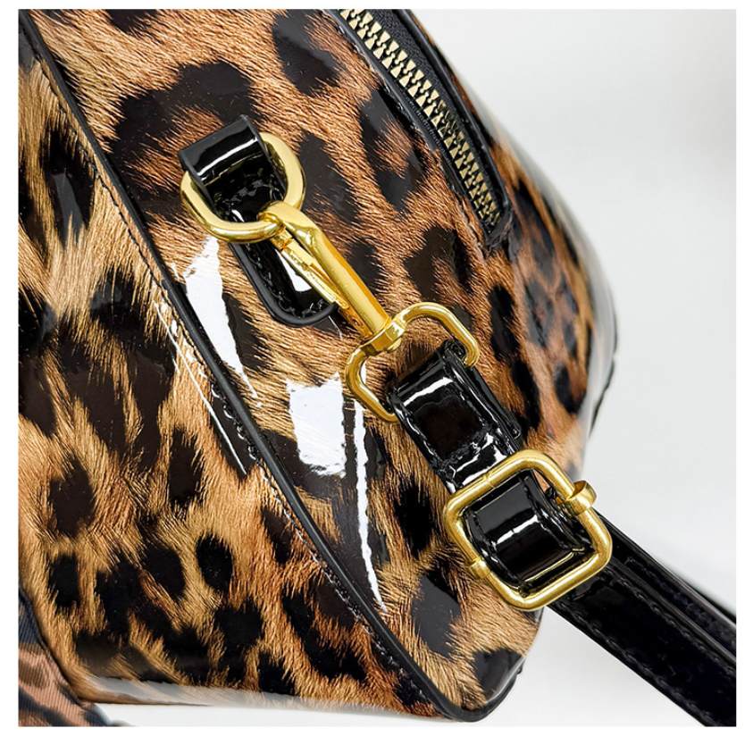 Glossy Leopard Print Bow Handbag