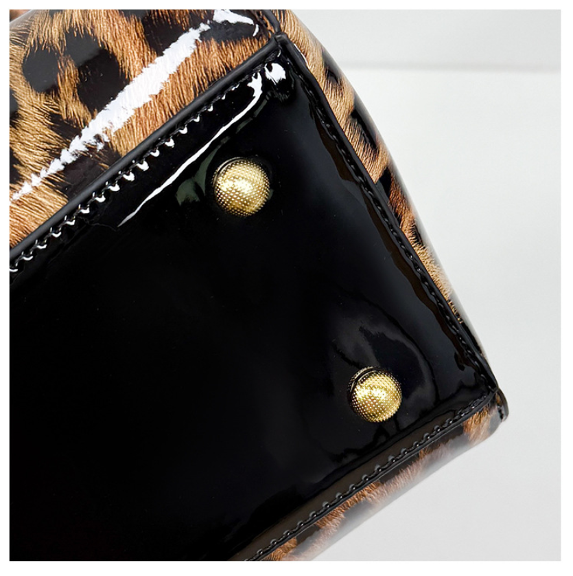 Glossy Leopard Print Bow Handbag