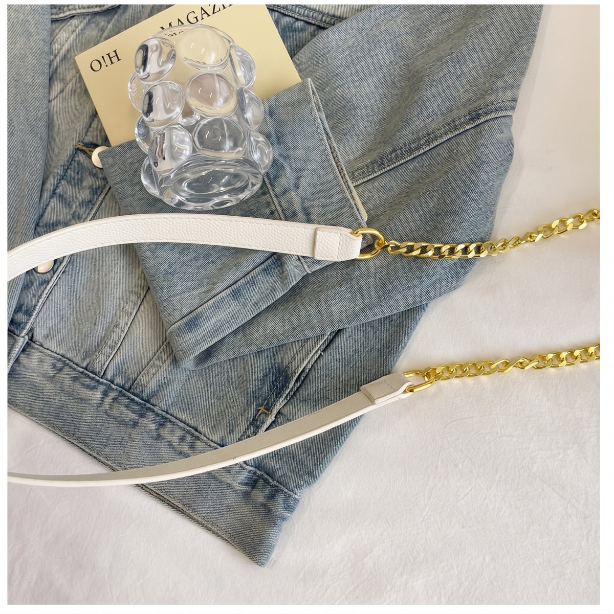 Rhinestone Studded Drawstring Bucket Shoulder Bag