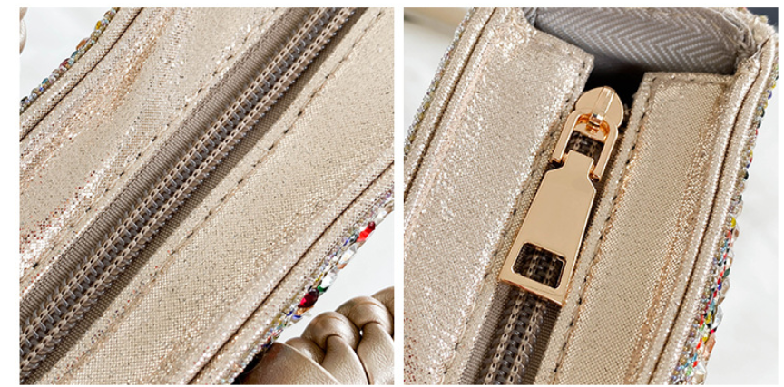 Rhinestone Embellished Half Moon Handbag with Braided Round Handles