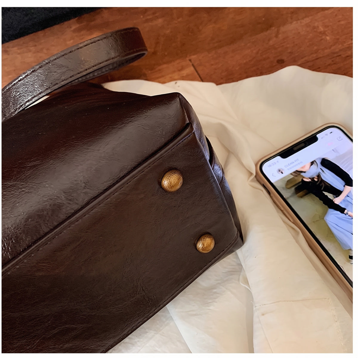 Minimalism Soft PU Leather Hobo Shoulder Bag with Adjustable Strap