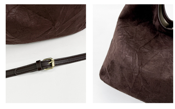 Vintage Faux Suede Slouchy Hobo Shoulder Bag with Crossbody Strap
