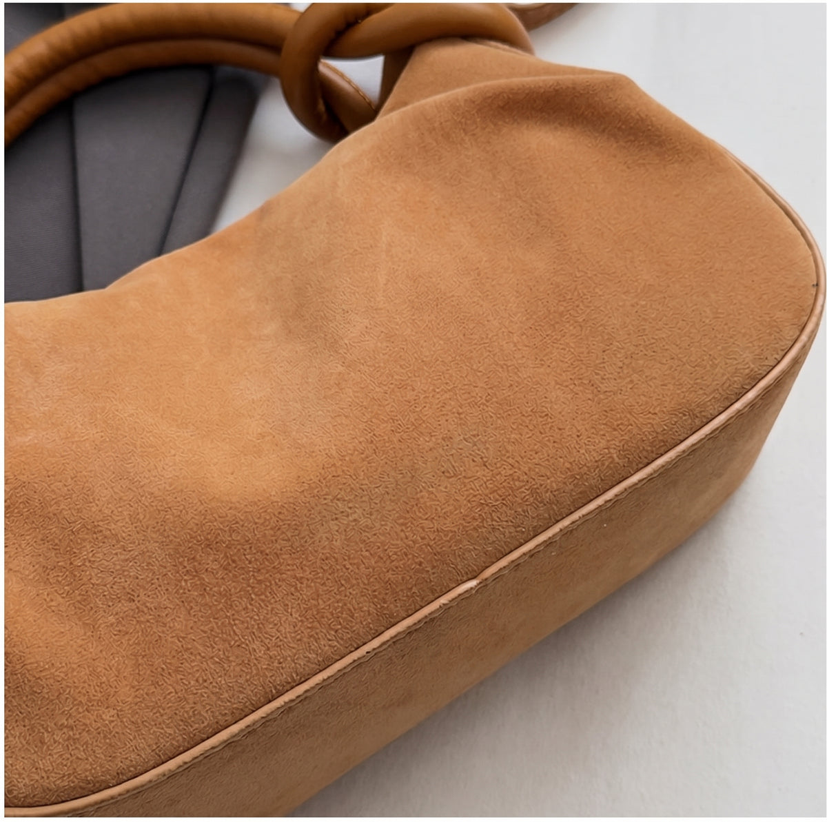 Vintage Suede-Look Mini Satchel Bag with Knotted Handle
