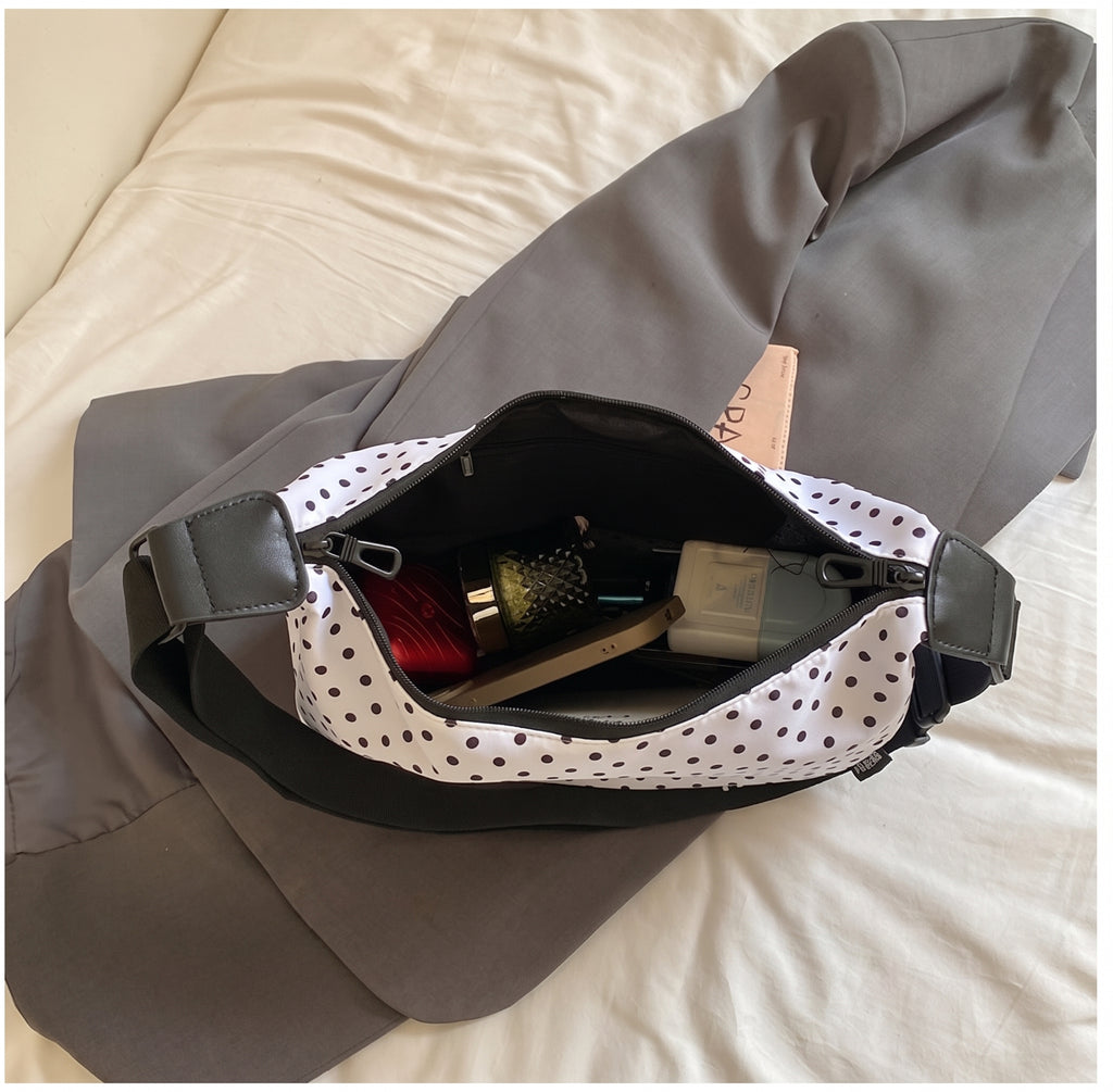 Polka Dot Crescent Hobo Shoulder Crossbody Bag
