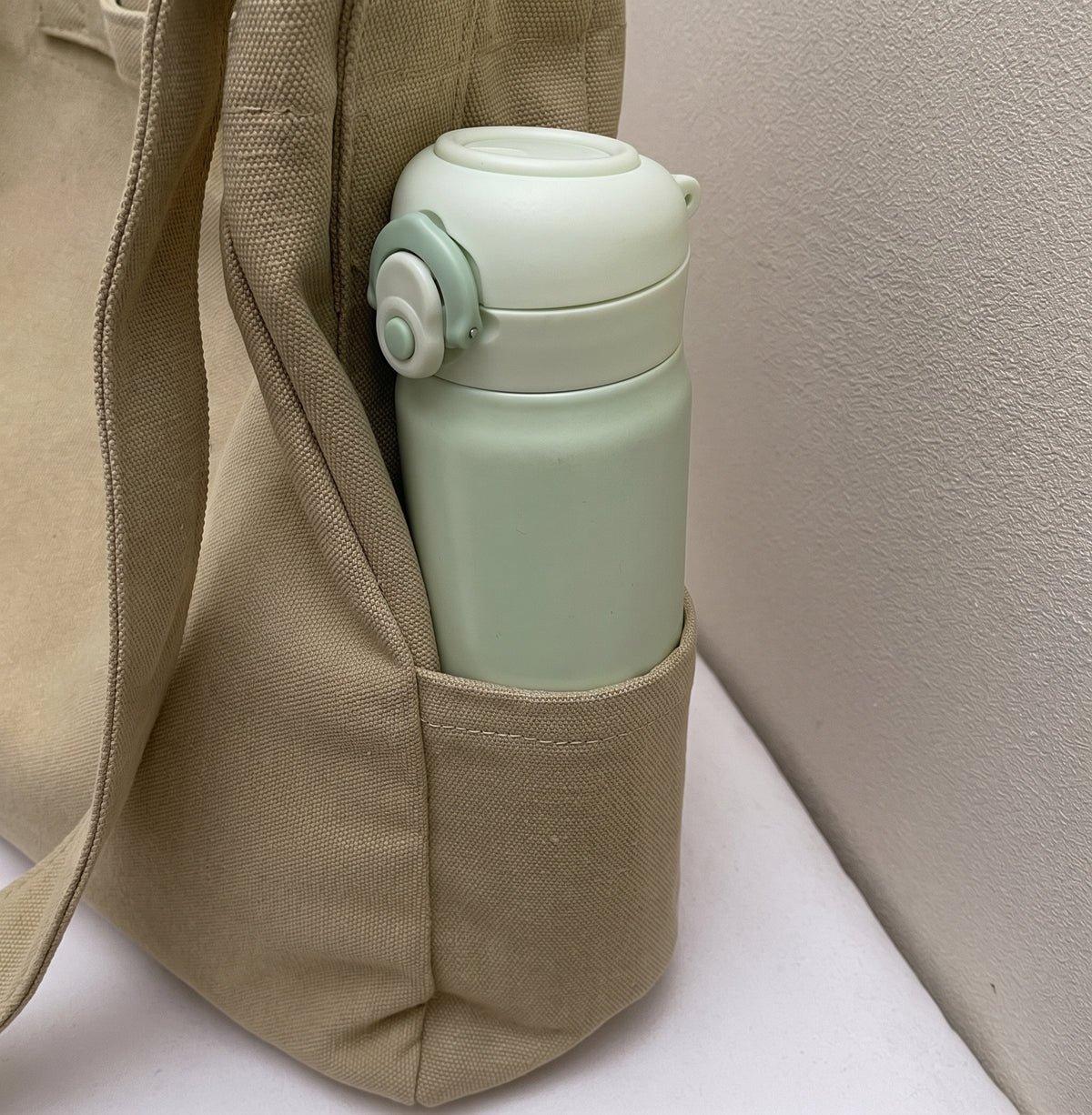 Vintage Canvas Hobo Shoulder Bag with Adjustable Strap and Cup Holder