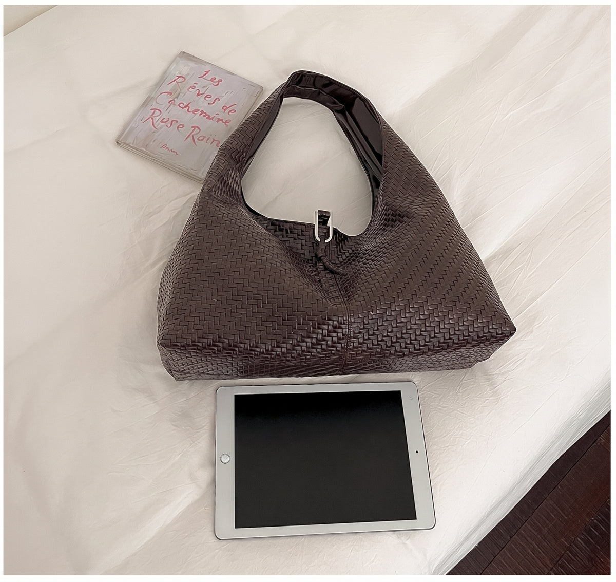 Woven PU Leather Hobo Shoulder Tote Bag