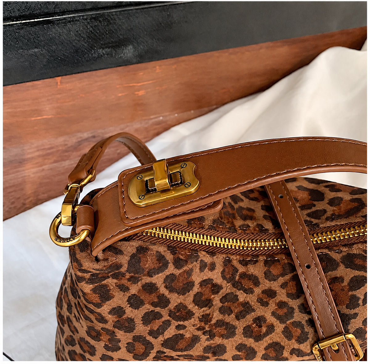 Vintage Faux Suede Mini Shoulder Bag with Adjustable Strap