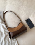 Vintage Faux Suede Shoulder Bag with PU Leather Trim