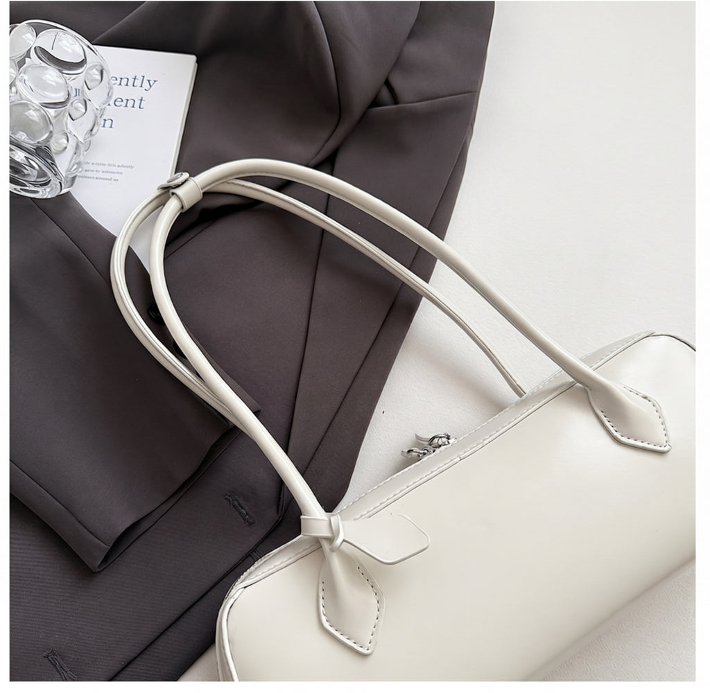 Minimalist East West PU Leather Baguette Shoulder Bag