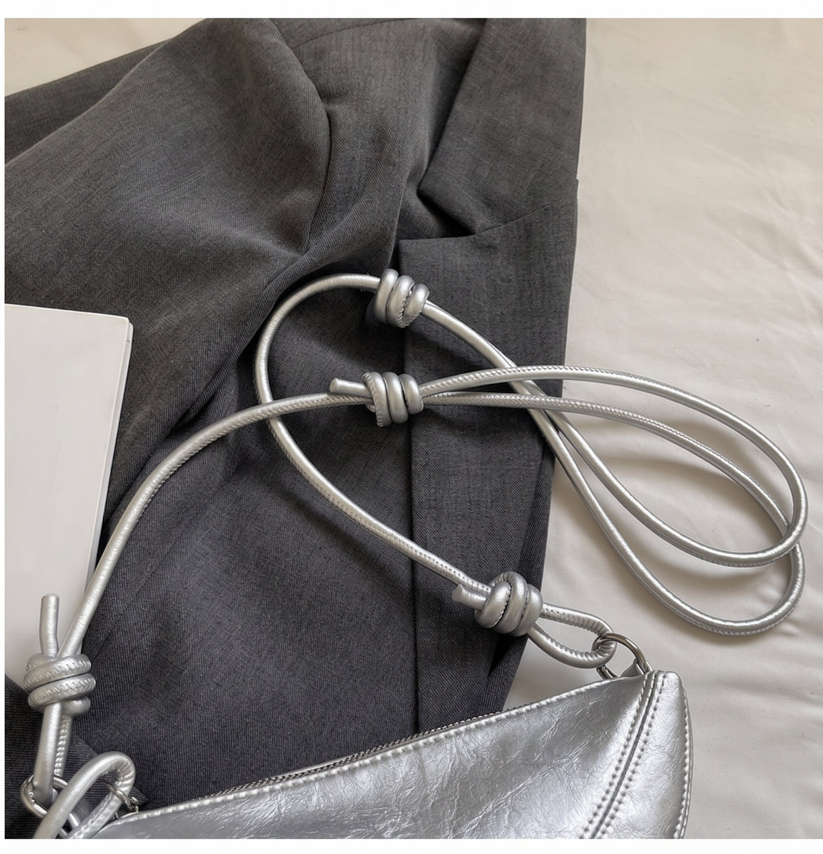 Mini Crescent Crossbody Bag with Knotted Strap Detail