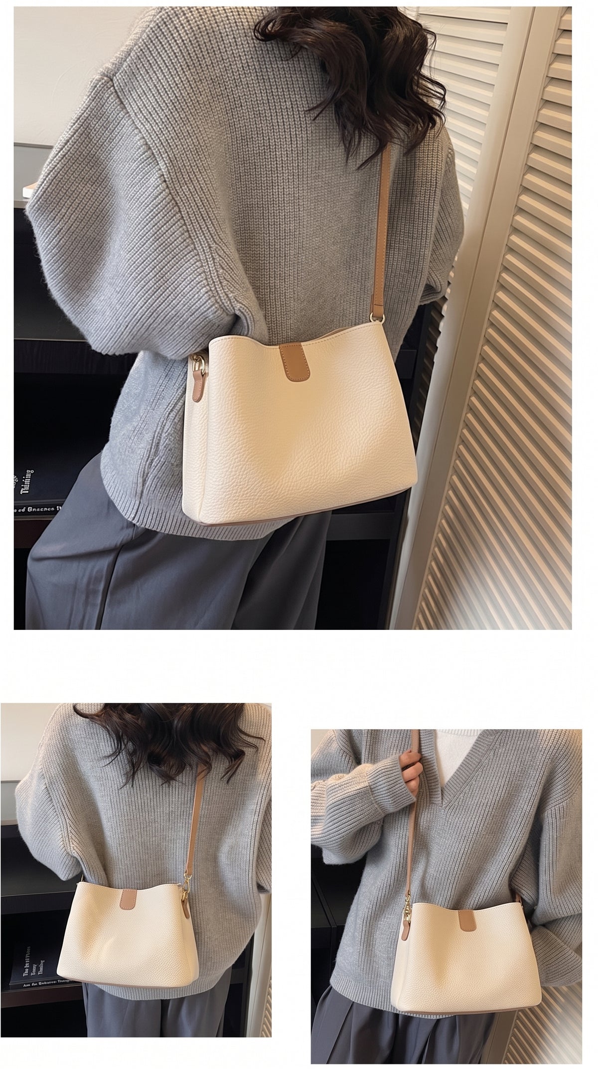 Minimalist Pebbled Faux Leather Crossbody Bag with Adjustable Strap