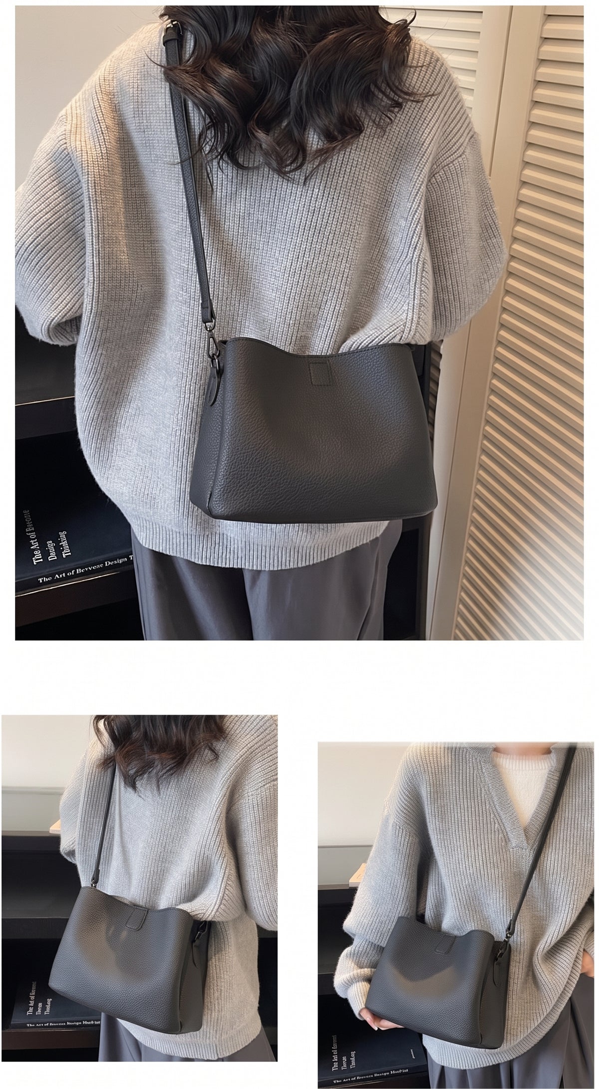 Minimalist Pebbled Faux Leather Crossbody Bag with Adjustable Strap