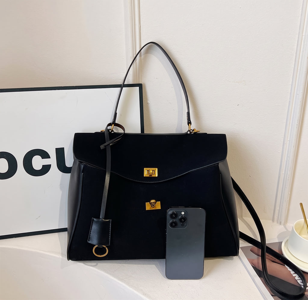 Retro Handbag with Gold Tone Hardware