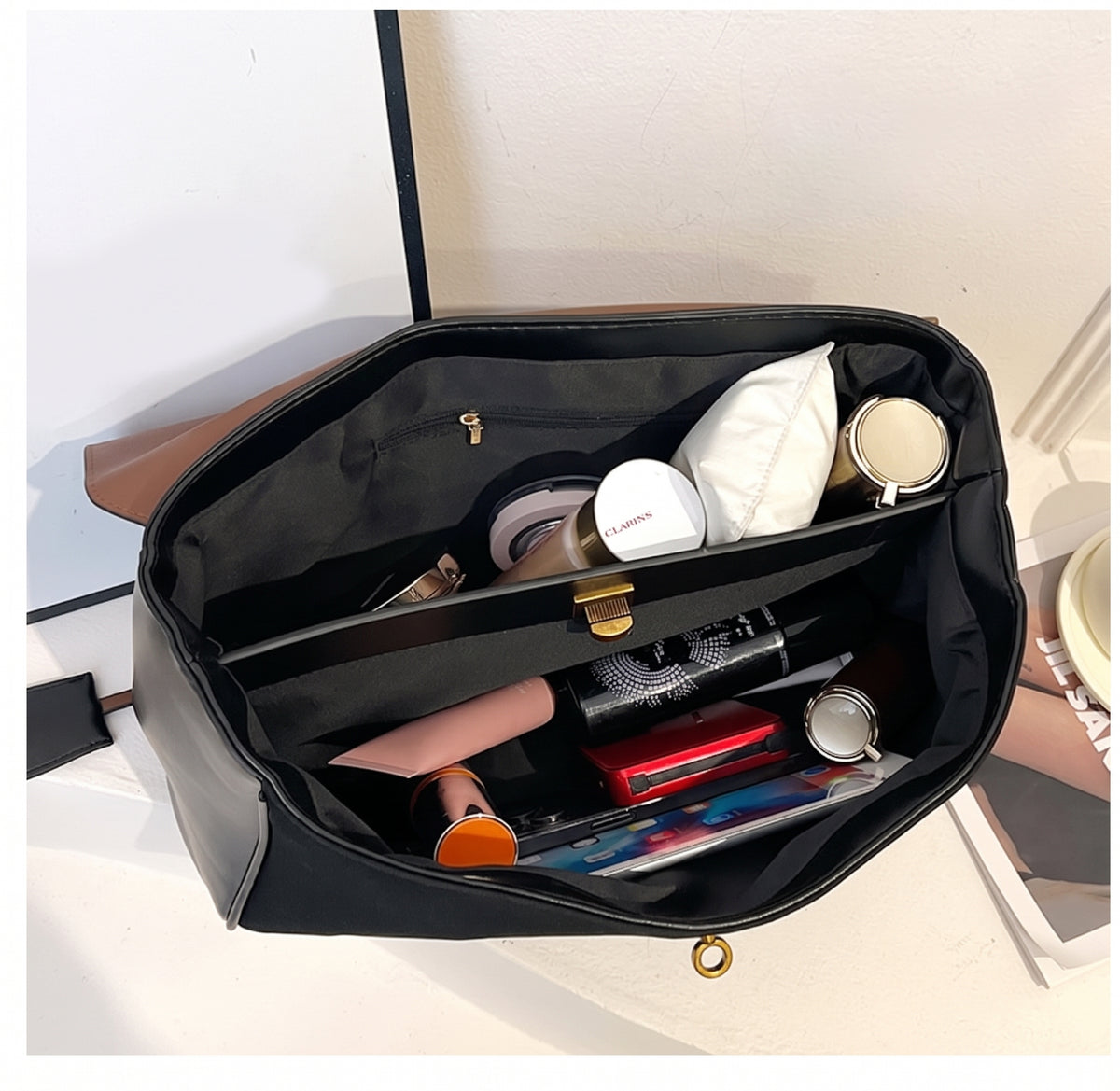 Retro Handbag with Gold Tone Hardware