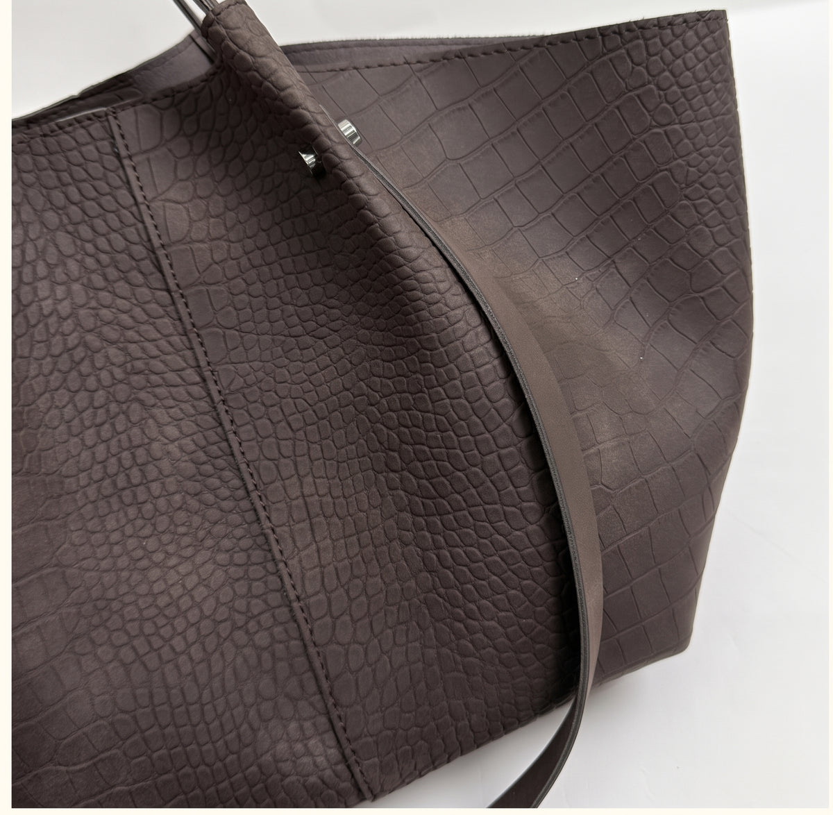 Vintage Croc Embossed PU Leather Oversized Tote Bag