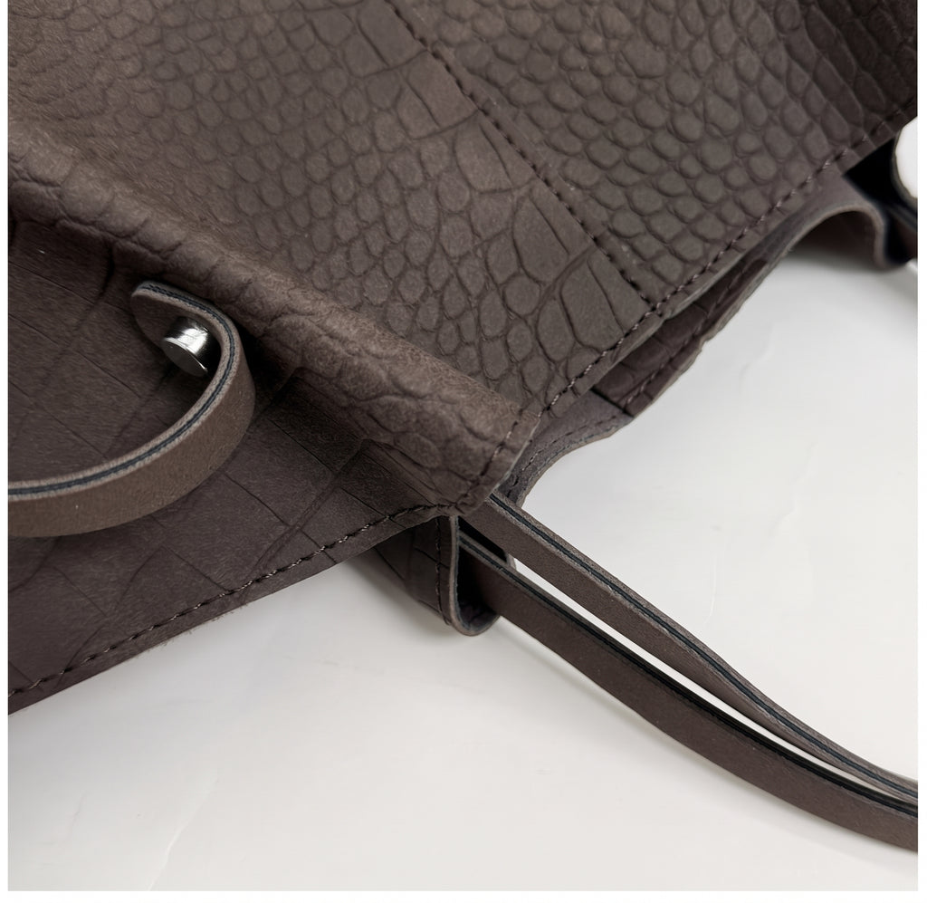 Vintage Croc Embossed PU Leather Oversized Tote Bag