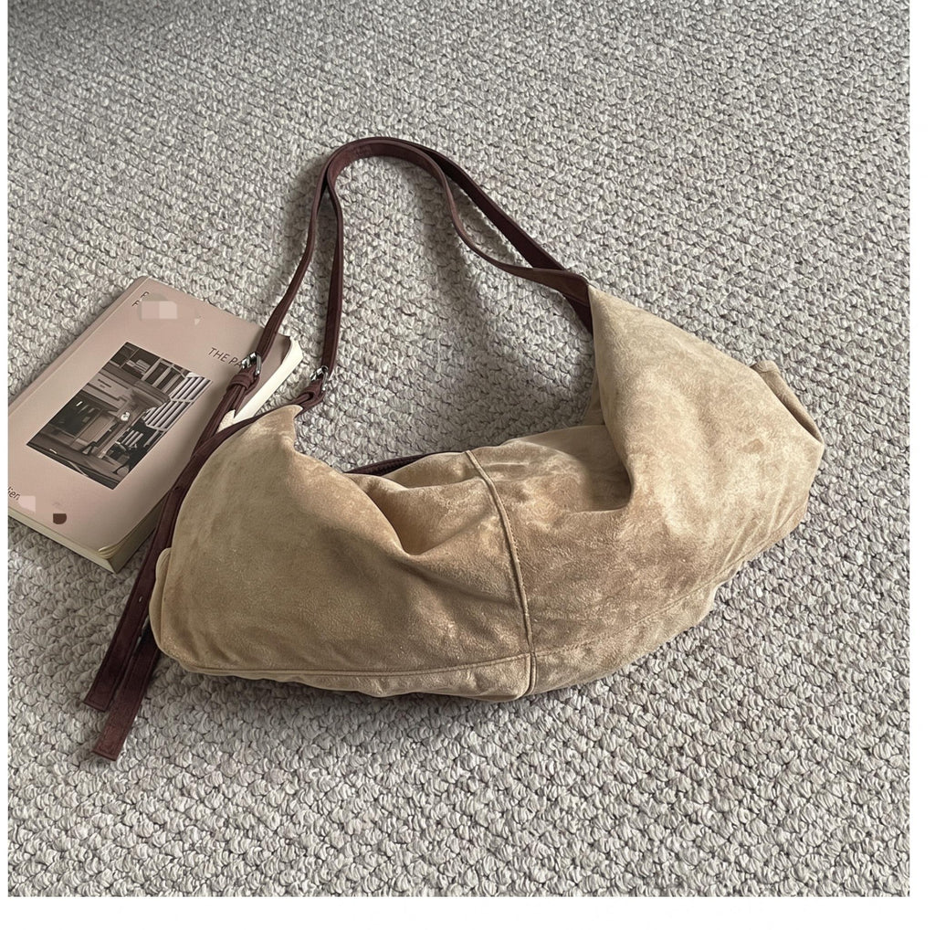 Soft Suede Look Slouchy Hobo Shoulder Bag