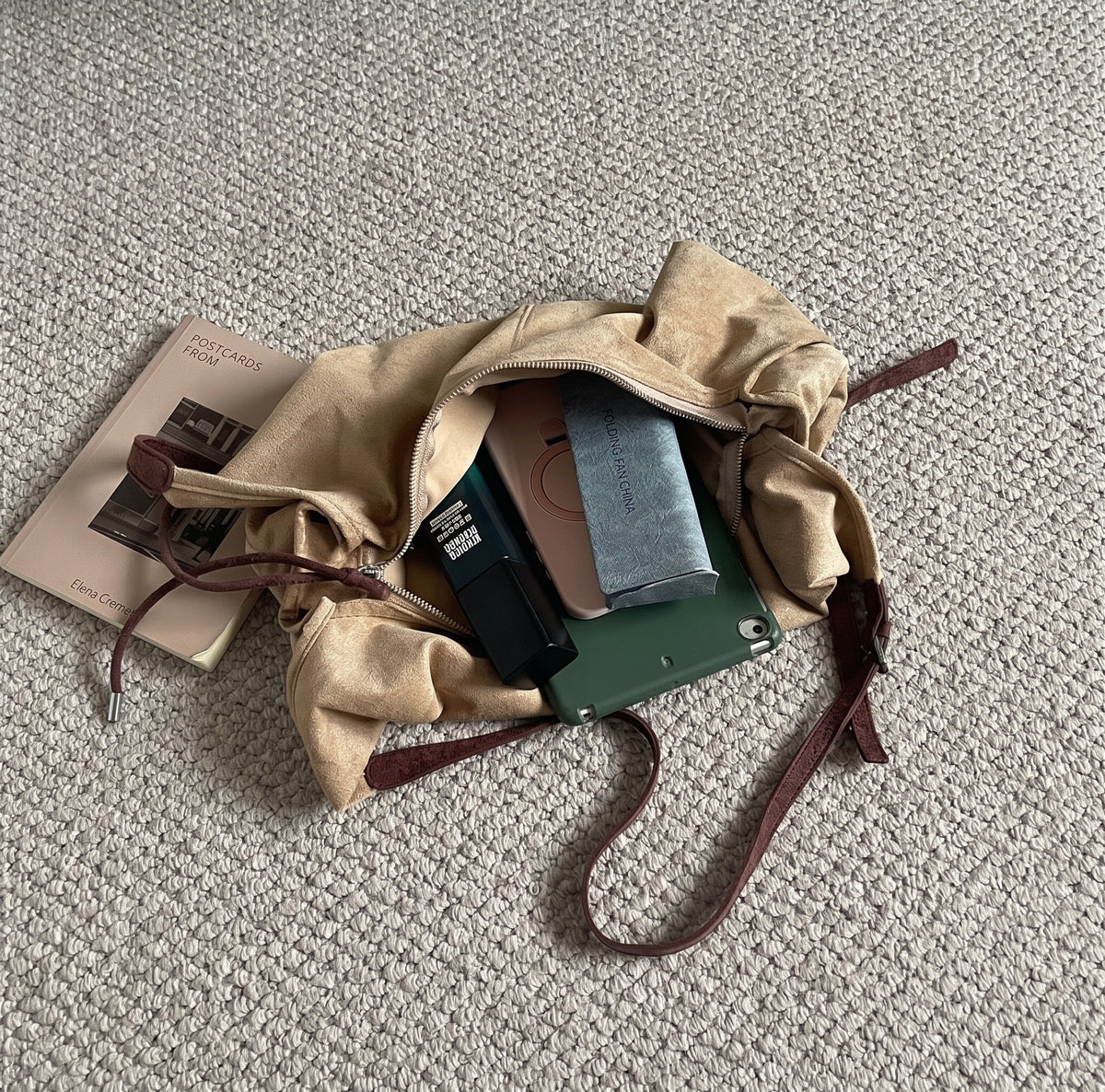 Soft Suede Look Slouchy Hobo Shoulder Bag