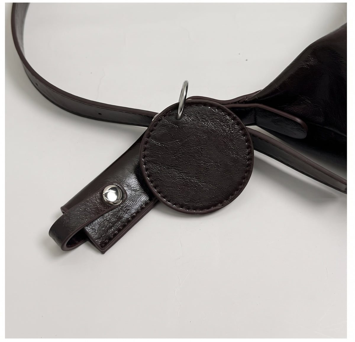 Soft PU Leather Hobo Shoulder Bag with Stitching Details