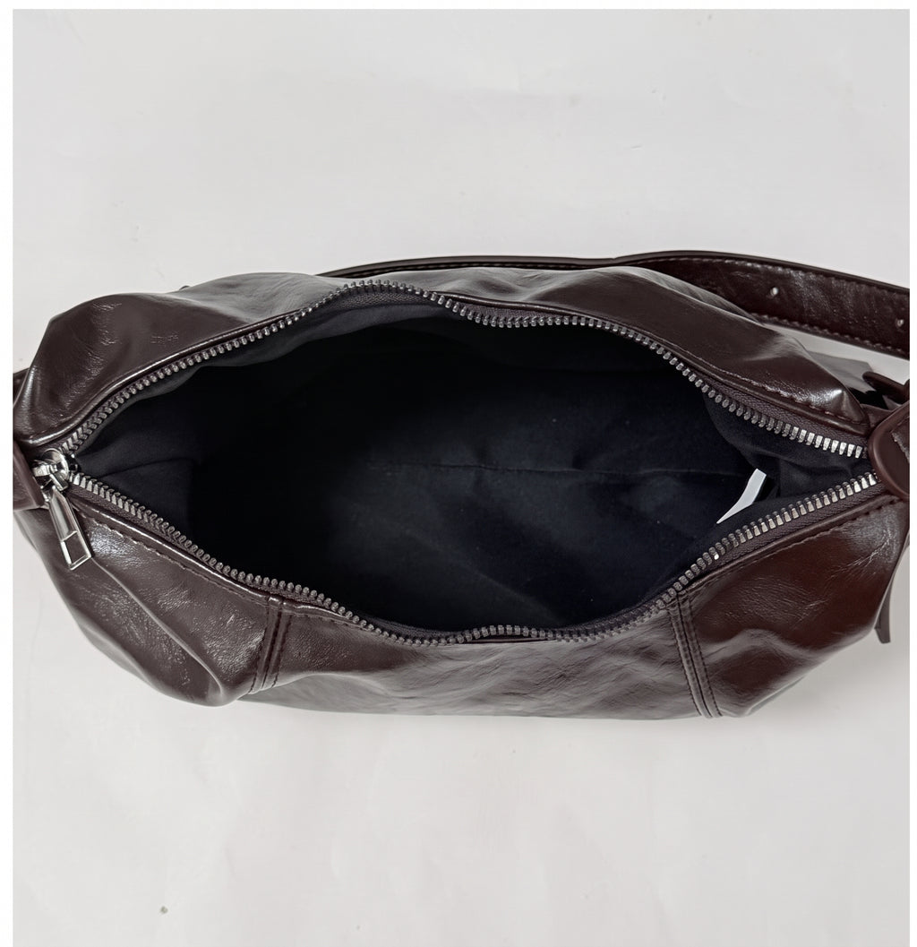 Soft PU Leather Hobo Shoulder Bag with Stitching Details