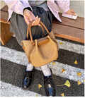 Textured PU Leather Mini Bucket Crossbody Bag