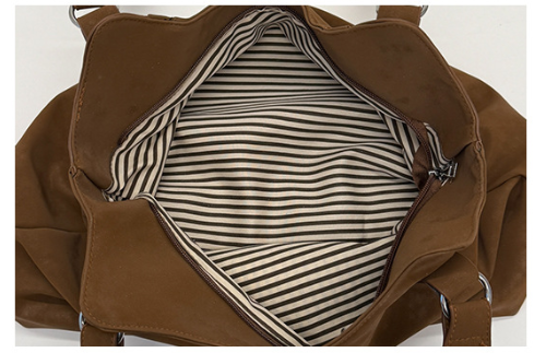 Soft Suede Look Oversized Shoulder Bag with Rivet Details