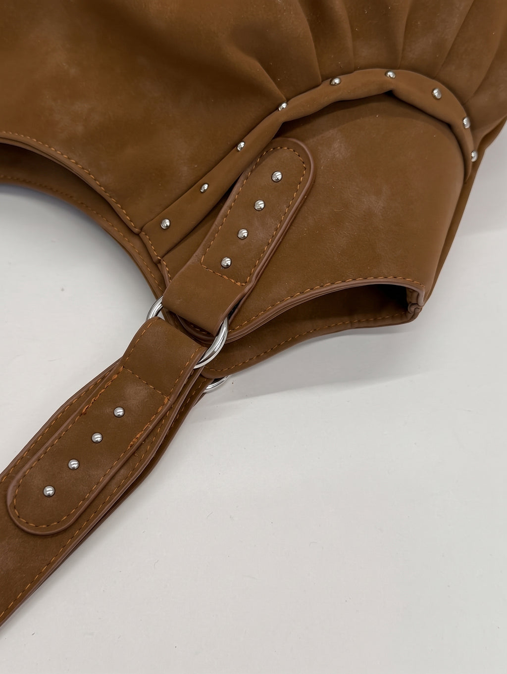 Soft Suede Look Oversized Shoulder Bag with Rivet Details