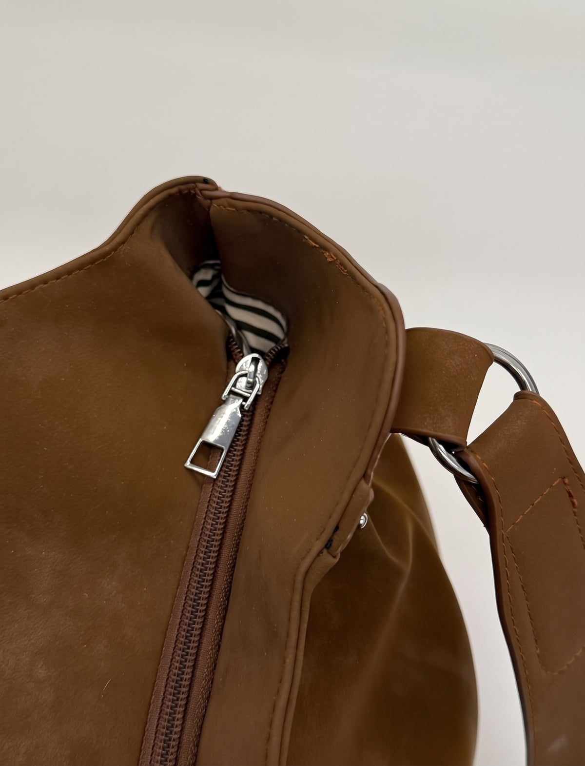 Soft Suede Look Oversized Shoulder Bag with Rivet Details