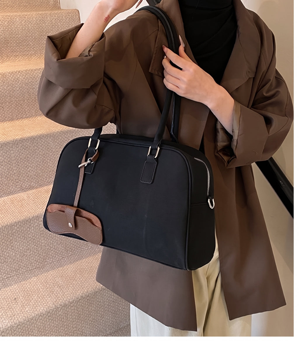 Vintage Suede Look Dome Shoulder Tote Bag