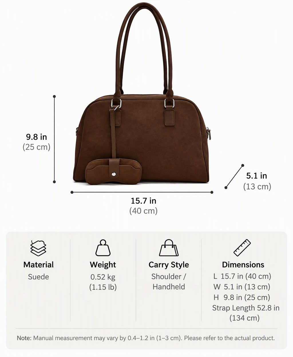 Vintage Suede Look Dome Shoulder Tote Bag