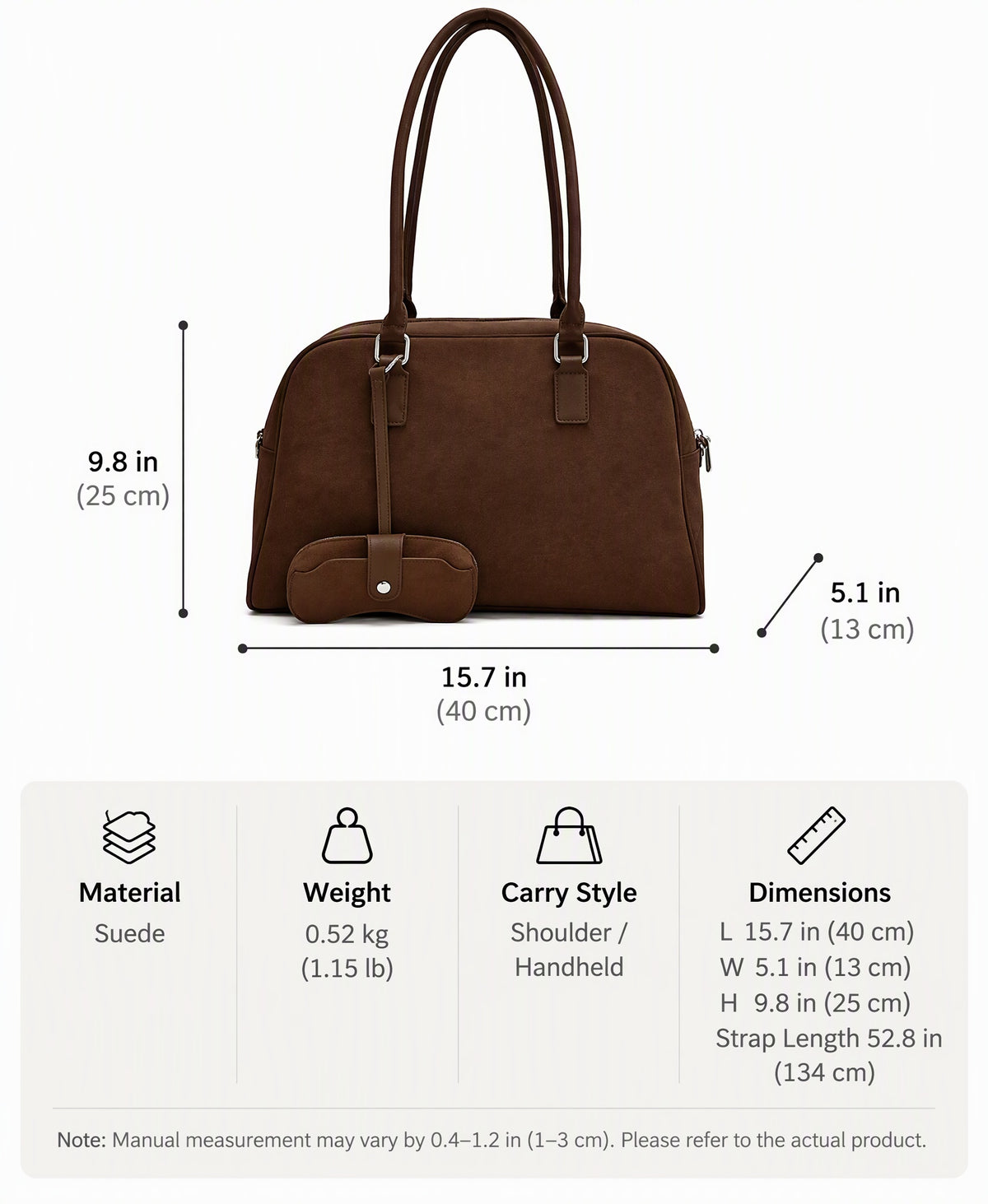 Vintage Suede Look Dome Shoulder Tote Bag