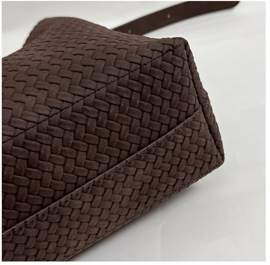 Soft Woven Shoulder Bag with Adjustable Strap and Removable Pouch