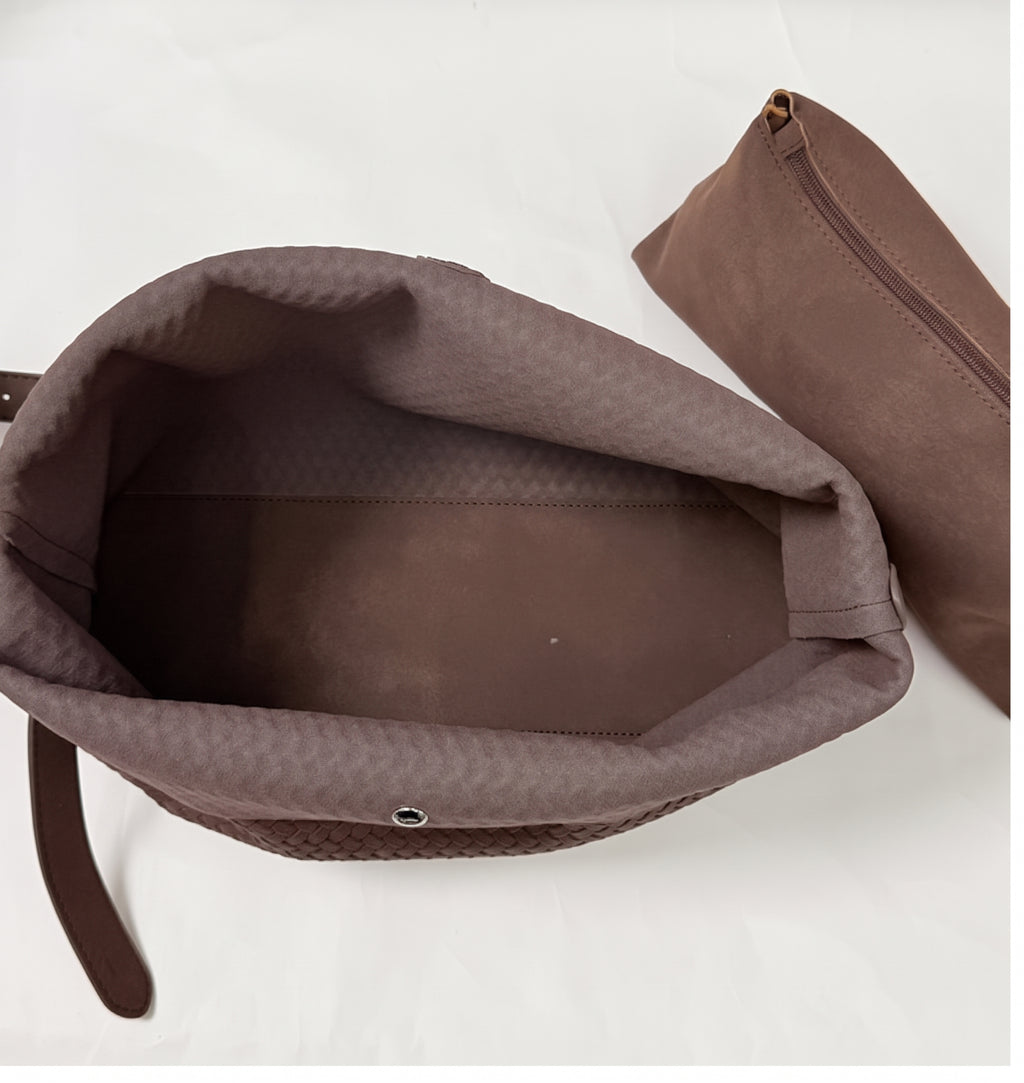 Soft Woven Shoulder Bag with Adjustable Strap and Removable Pouch