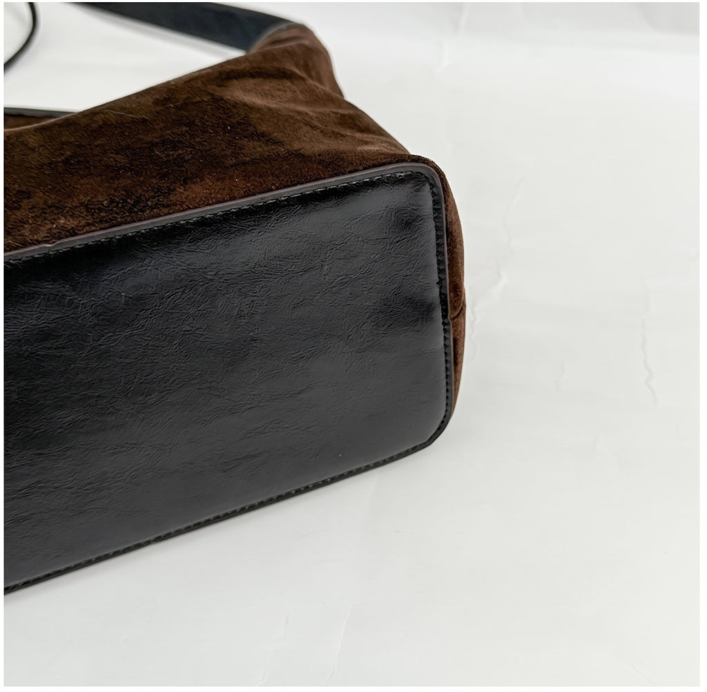 Cozy Fall Winter Suede Shoulder Bag with Adjustable Strap