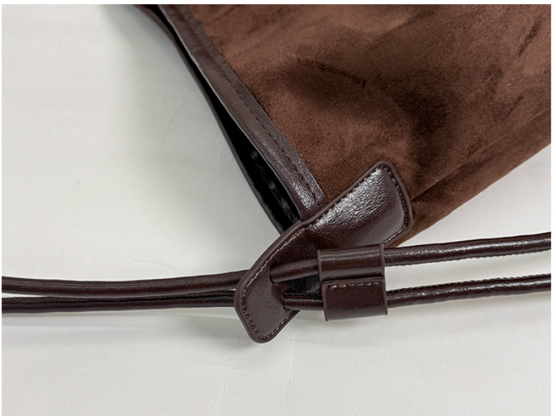 Cozy Fall Winter Suede Shoulder Bag with Adjustable Strap