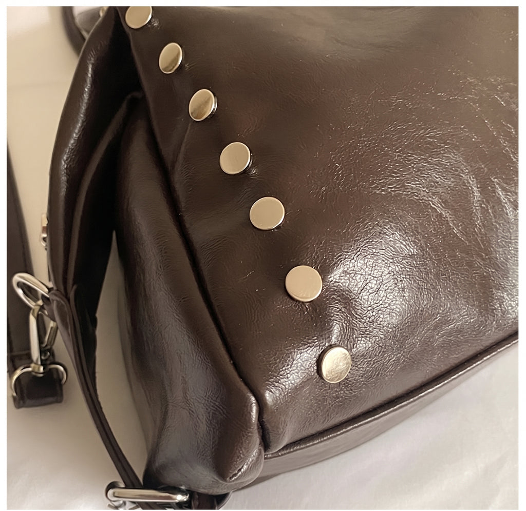 Studded PU Shoulder Bag with Structured Mini Duffle Style