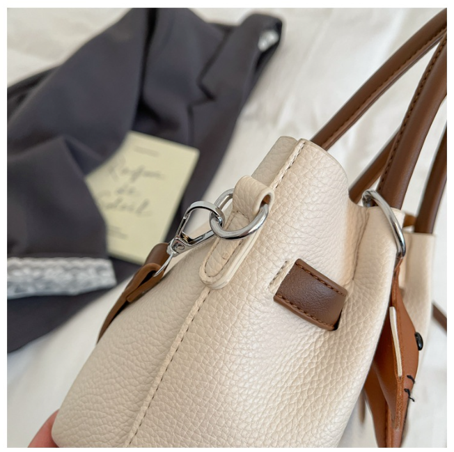 Mini Textured Faux Leather Handbag with Metal Hardware Accent