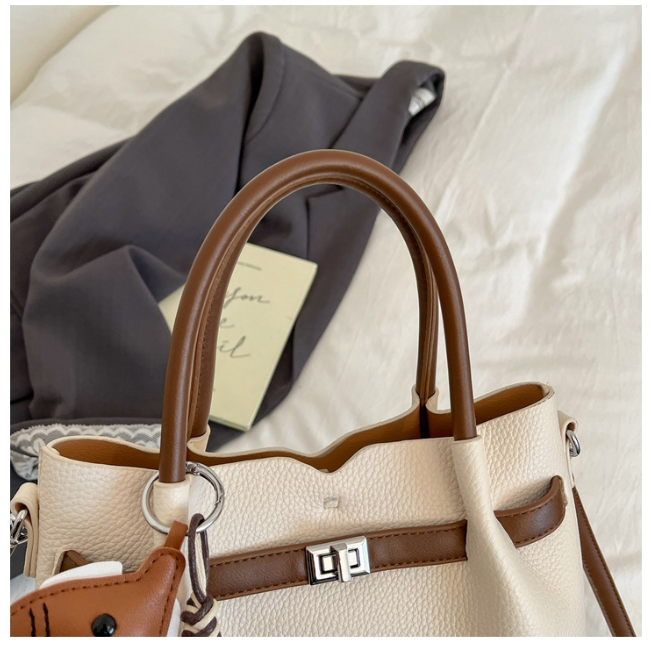 Mini Textured Faux Leather Handbag with Metal Hardware Accent