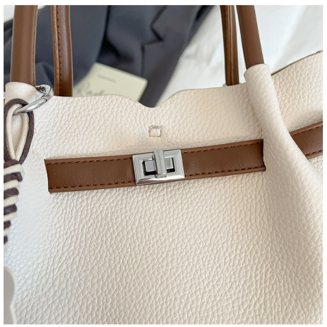 Mini Textured Faux Leather Handbag with Metal Hardware Accent