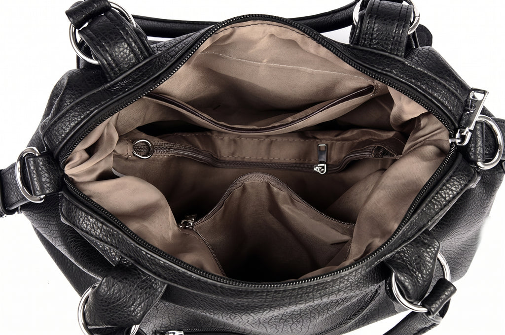 Premium Faux Leather Tote with Elegant Metal Detail