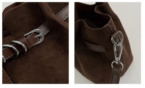 Elegant Suede Mini Handbag with Buckle Detail