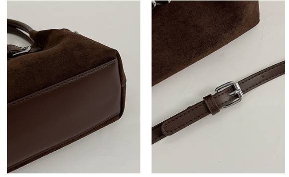 Elegant Suede Mini Handbag with Buckle Detail