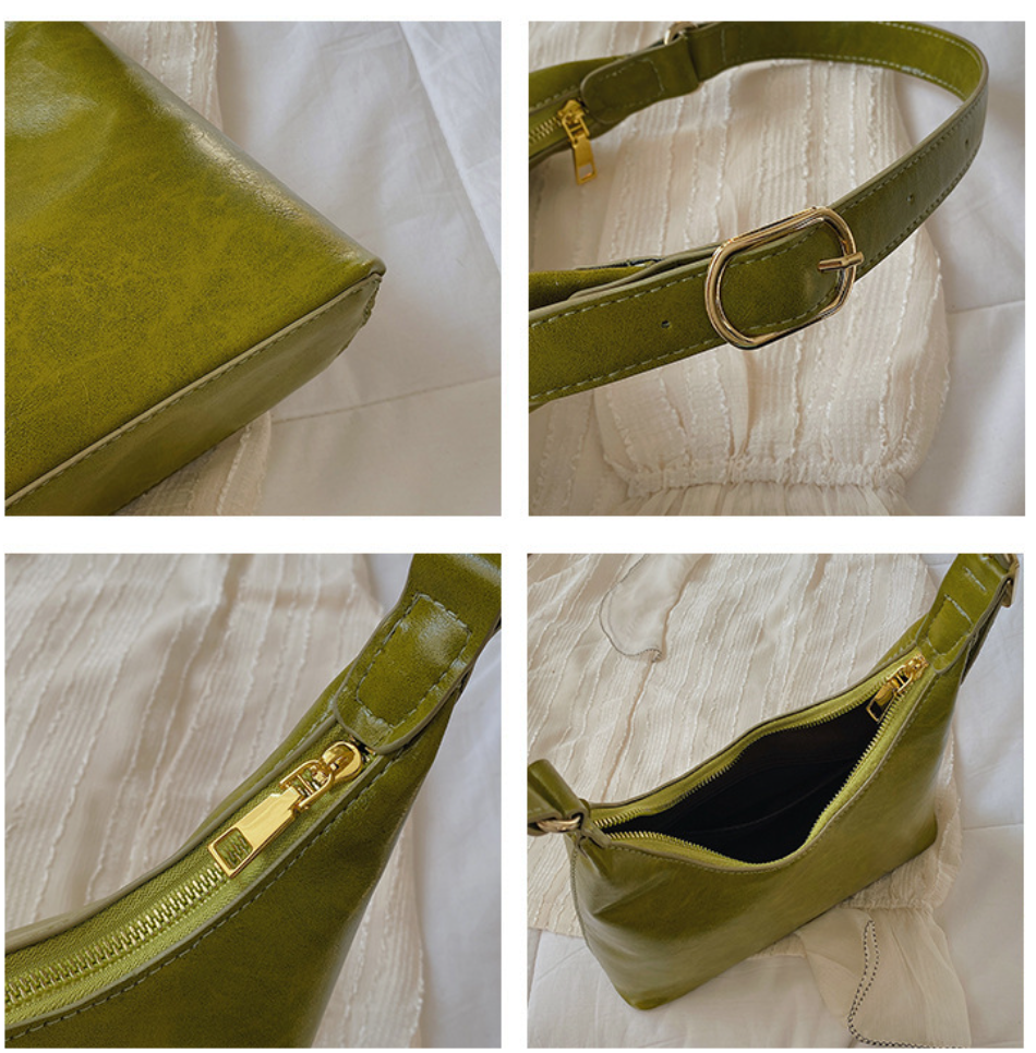 Minimalist PU Shoulder Bag with Modern Hobo Silhouette
