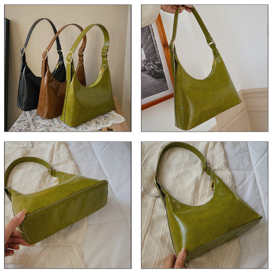 Minimalist PU Shoulder Bag with Modern Hobo Silhouette