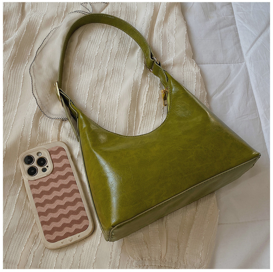 Minimalist PU Shoulder Bag with Modern Hobo Silhouette