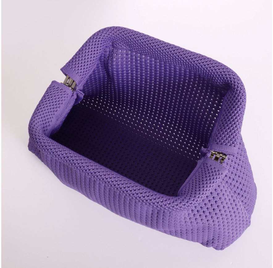 Vintage Knit Clutch Bag With Metal Frame