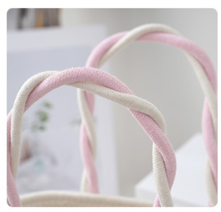 Color Block Crochet Bucket Tote Bag with Double Handles