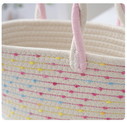 Color Block Crochet Bucket Tote Bag with Double Handles