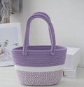 Color Block Crochet Bucket Tote Bag with Double Handles